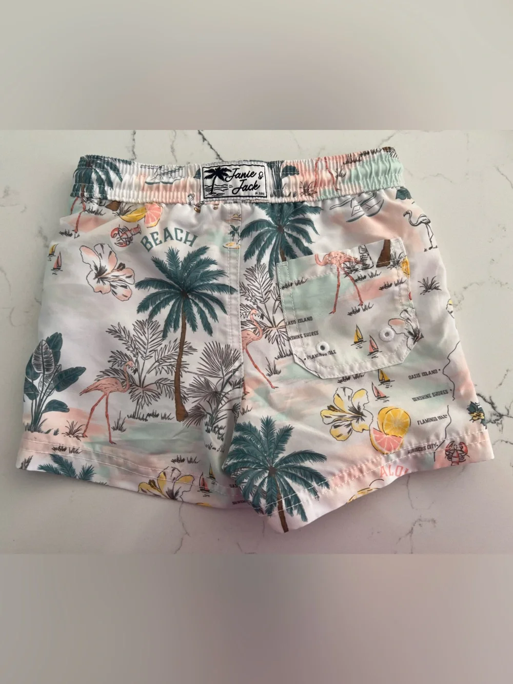 Janie and Jack Recycled Tropical Island Swim Trunks